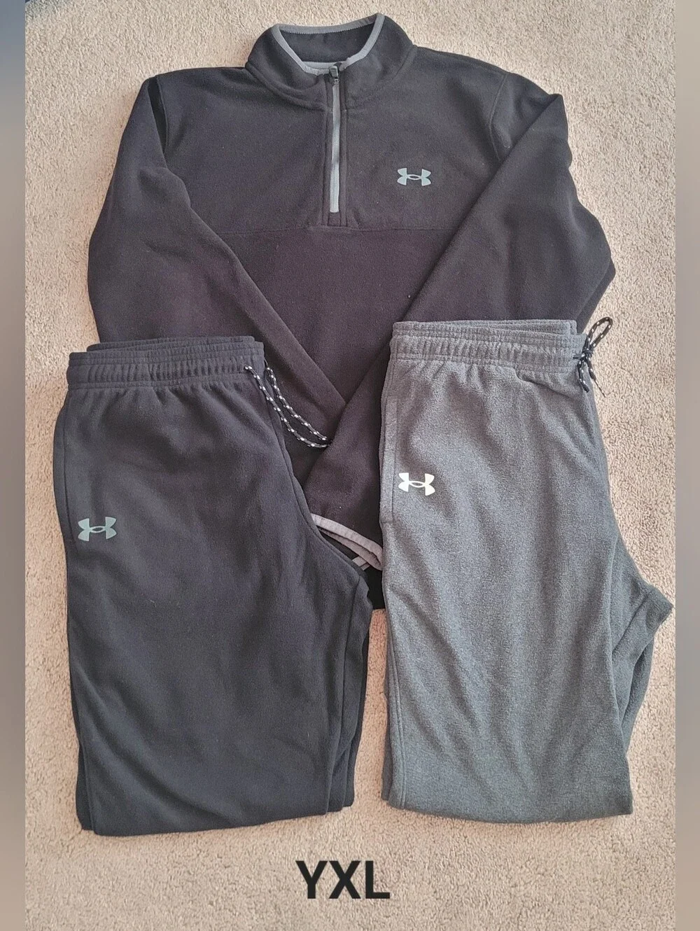 Under Armour Fleece Black and Gray Quarter-Zip Pullover with Two Joggers